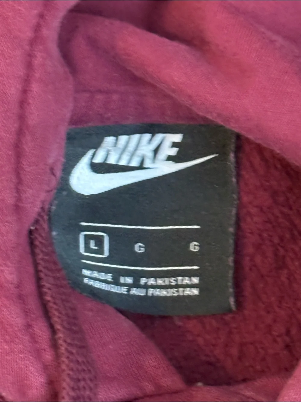 Nike Crewneck Hoodie in Burgundy with White Logo - Picture 3 of 3